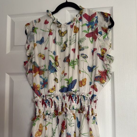 The Kooples Colorful Floral Butterfly Chiffon Dress Size 2 - NWOT - White Maxi - Picture 2 of 8